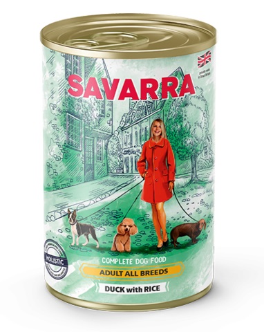 SAVARRA 395г. Adult Dog консервированный корм для собак Утка/Рис от зоомагазина Дино Зоо
