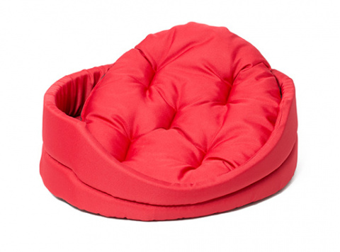 Лежанка овальная с подушкой красная 54*46*16см, Dog Fantasy