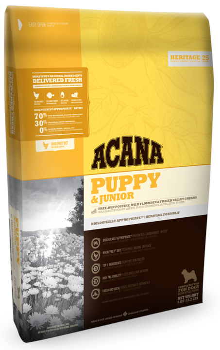 Puppy and Junior сухой корм для щенков собак средних пород с курицей и индейкой, Acana