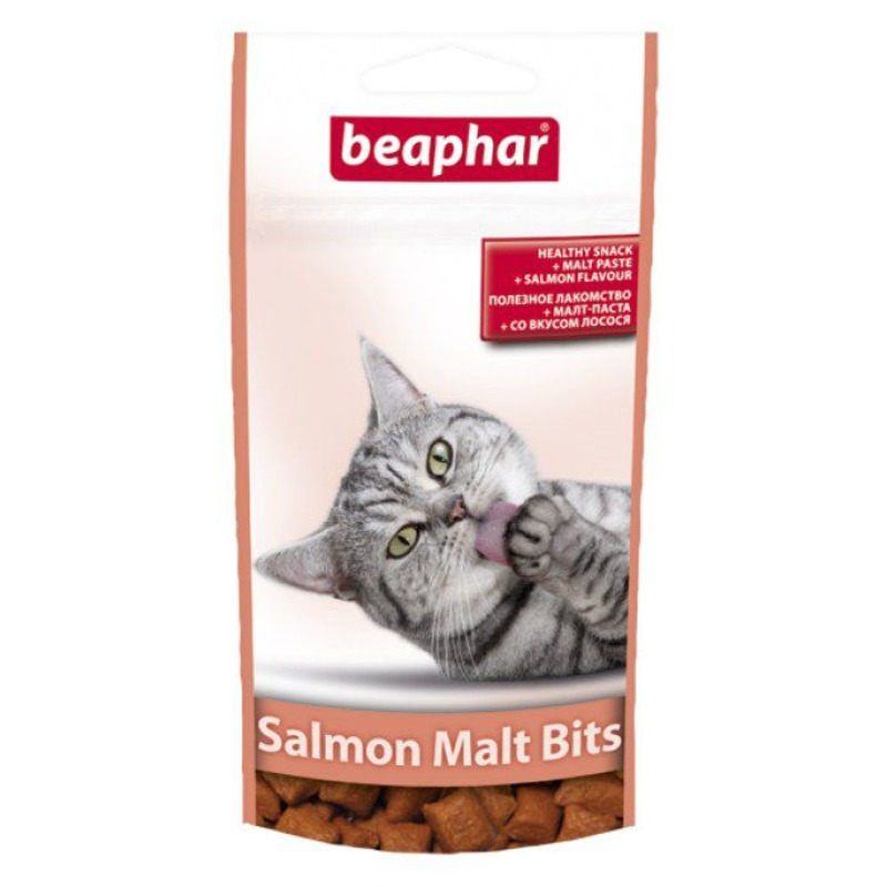 Beaphar Подушечки для кошек «Malt-Bits»+лосось от зоомагазина Дино Зоо