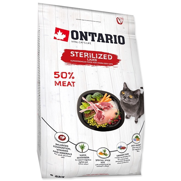 Ontario сухой корм для стерелизованных кошек с ягненком от зоомагазина Дино Зоо