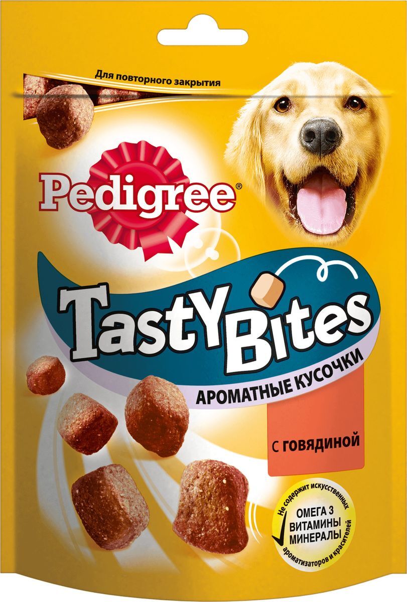 "Tasty Bites" Лакомство для собак Ароматные кусочки с Говядиной, Pedigree от зоомагазина Дино Зоо