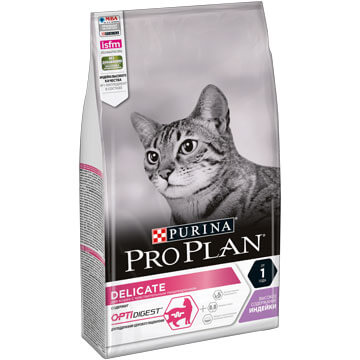 Purina Pro Plan "Delicate" Корм сухой для кошек с чувствительным пищеварением Индейка от зоомагазина Дино Зоо