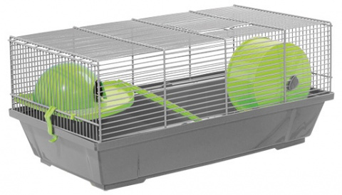 Клетка для грызунов Эрик серая с зелеными аксессуарами 50,5*28*25см Small Animals