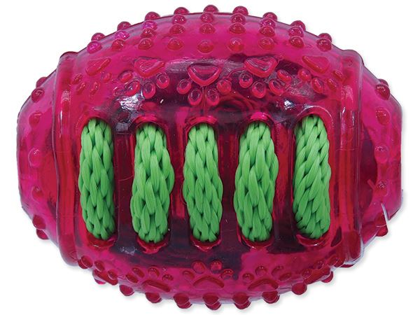Игрушка для собак резиновая мяч регби розовый с веревкой 8см, Dog Fantasy от зоомагазина Дино Зоо