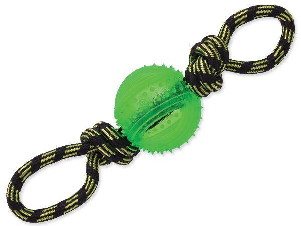 Игрушка для собак резиновая мячик зеленый на веревке 35 см Dog Fantasy
