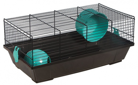 Клетка для грызунов Виктор черная с синими аксессуарами 50,5*28*21см Small Animals