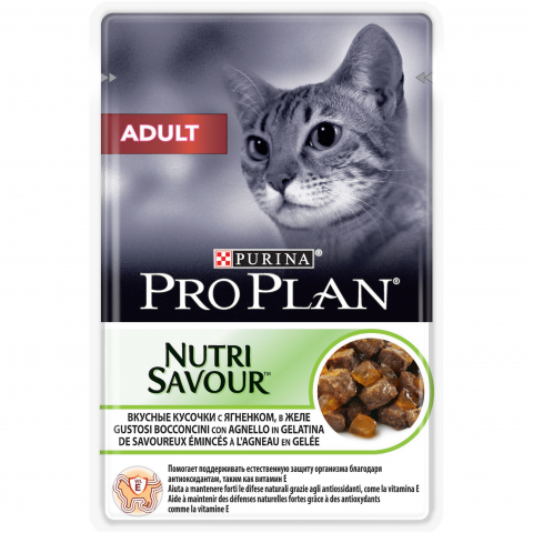 Nutrisavour Adult влажный корм для взрослых кошек, с ягненком в желе, Purina Pro Plan от зоомагазина Дино Зоо