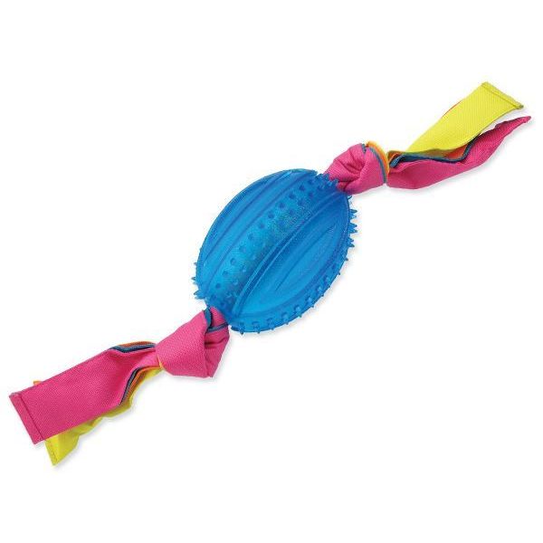 Игрушка для собак резиновая мяч овальный синий с веревками 48 см Dog Fantasy