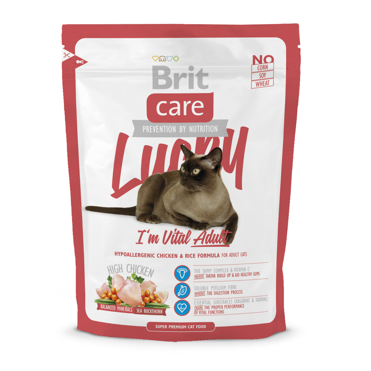 Care Cat Lucky Im Vital Adult корм для взрослых кошек, с курицей и рисом, Brit