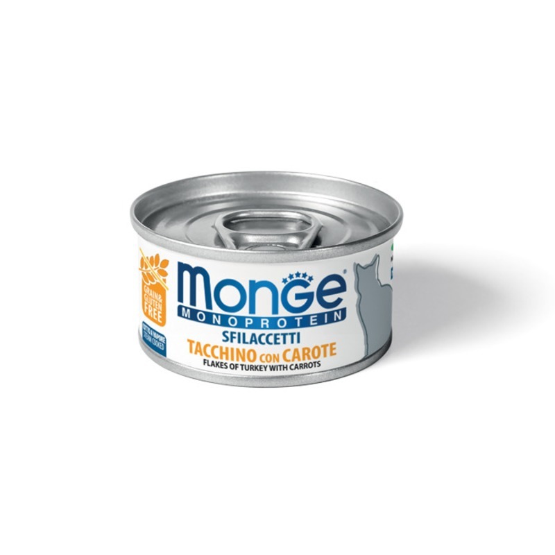 Monoprotein консервы для кошек, с индейкой и морковью, Monge