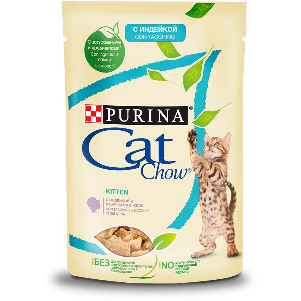 Kitten Корм конс. для котят Индейка/Кабачок Желе, Purina Cat Chow от зоомагазина Дино Зоо