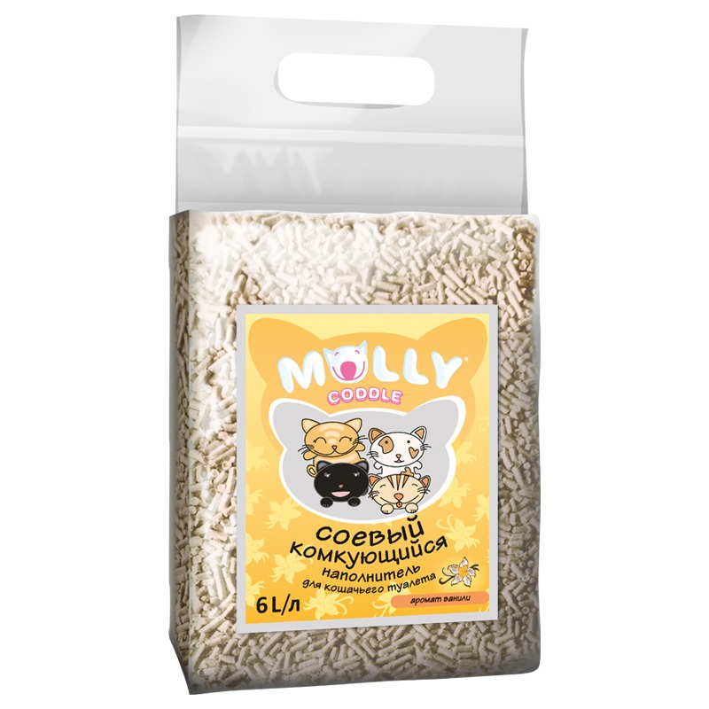 Наполнитель "Molly coddle" соевый комкующийся с ароматом ванили для кошачьего туалета от зоомагазина Дино Зоо