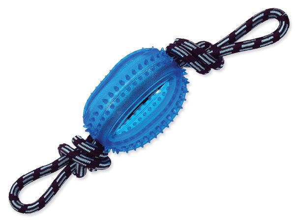 Игрушка для собак резиновая мяч регби синий на веревке 45 см Dog Fantasy