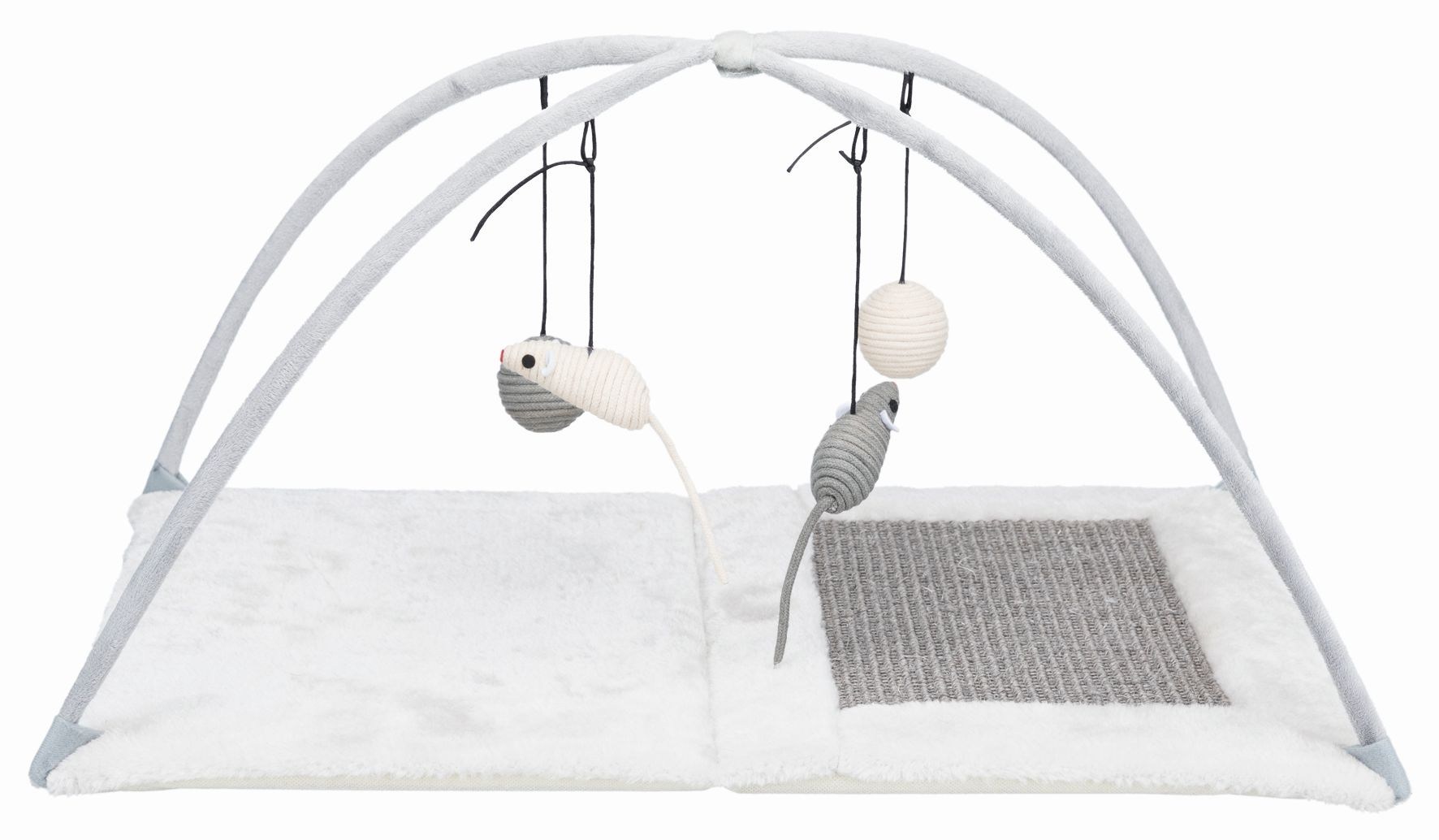 Когтеточка-коврик с игрушками на верёвочке, 60*33*42 см, серый, Trixie
