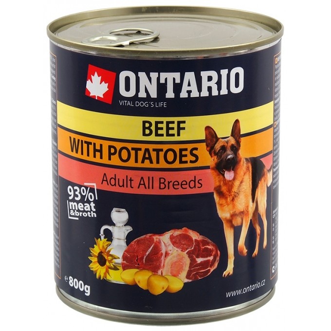 Ontario консервы для собак Говядина/Картофел/Растительное масло 800г