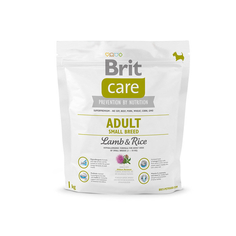 Care Adult Small Breed корм для собак мелких пород (1-10 кг), с ягненком и рисом, Brit от зоомагазина Дино Зоо