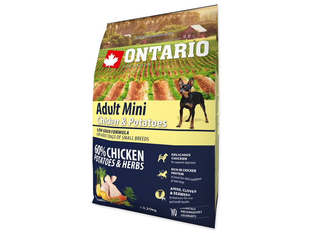 Ontario сухой корм для взрослых собак мини пород с курицей и картофелем