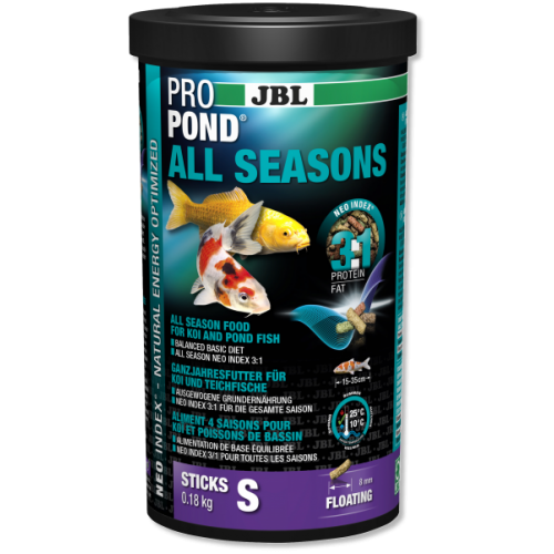JBL ProPond All Seasons S - Основной всесезонный корм в форме плавающих палочек для карпов кои небол от зоомагазина Дино Зоо