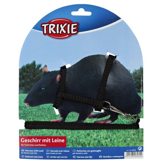 Шлейка для крыс и хорьков с поводком, нейлон Trixie от зоомагазина Дино Зоо