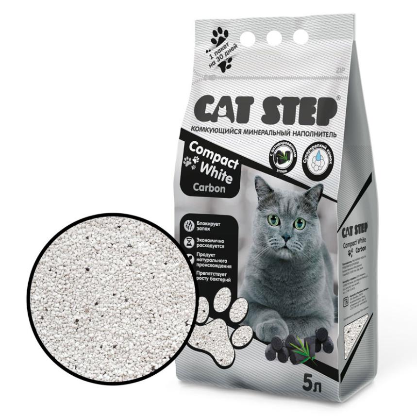 Наполнитель Cat Step Compact White Carbon комкующийся минеральный  от зоомагазина Дино Зоо