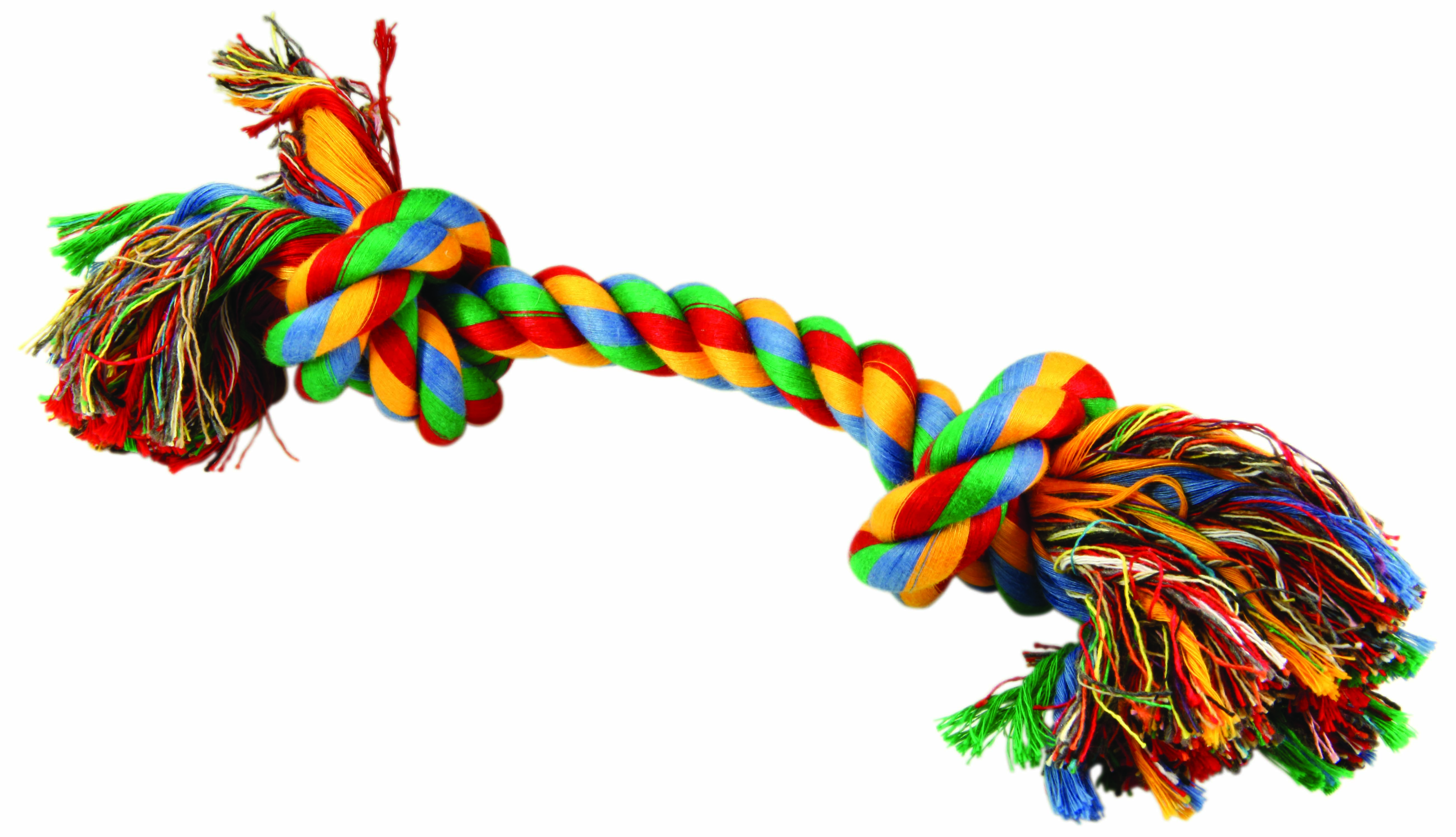 Игрушка веревочная разноцветная с 2 узлами 30см, Dog Fantasy от зоомагазина Дино Зоо