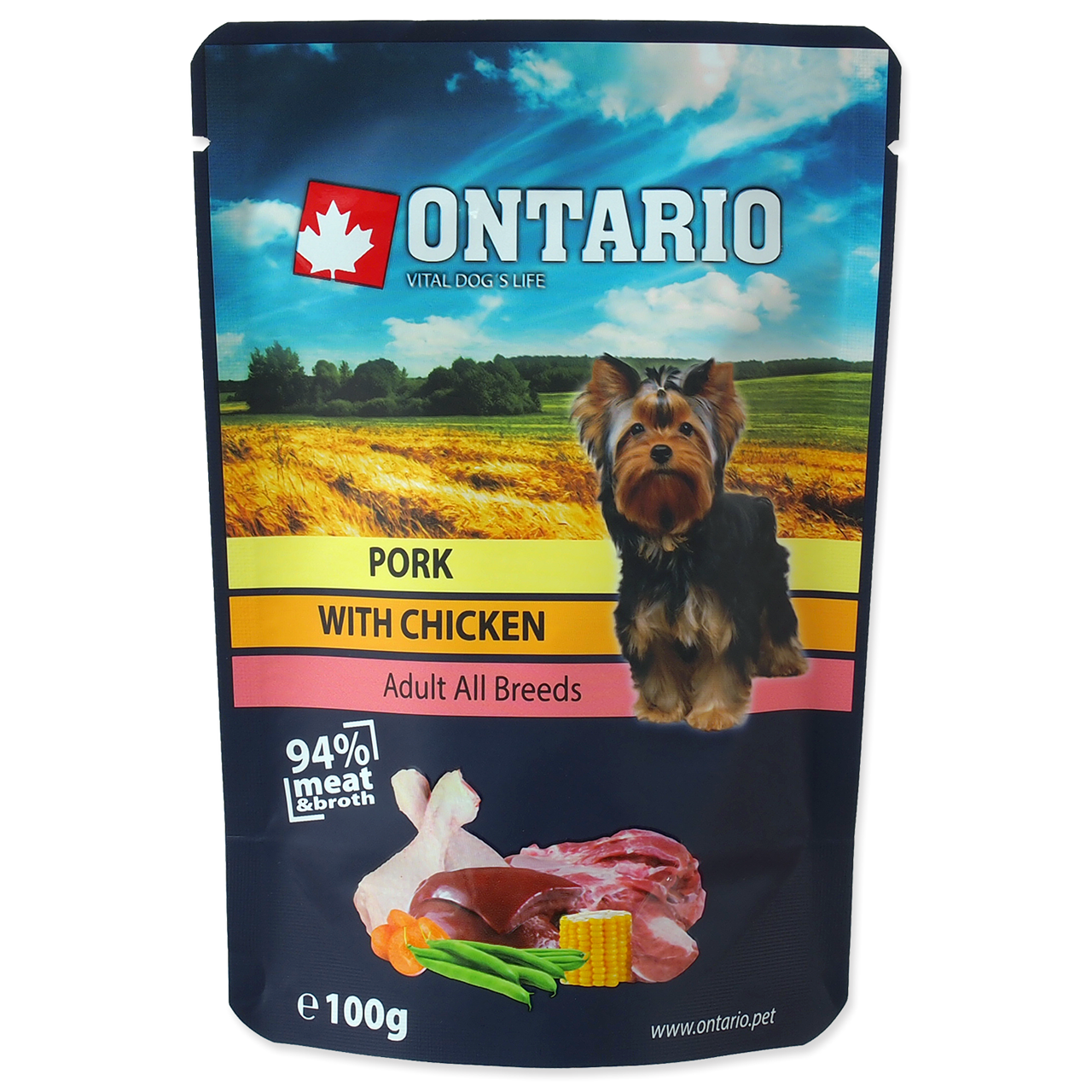 Ontario с курицей в бульоне для собак и щенков от 2х мес. пауч 100г от зоомагазина Дино Зоо
